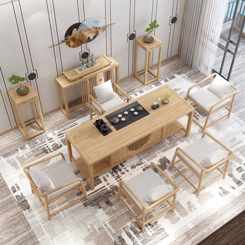 新中式全实木茶桌椅组合收纳茶几办公客厅禅意茶室功夫茶台茶道