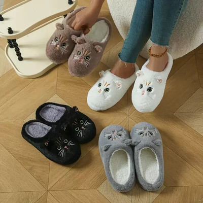 Cute Cartoon Home Warm Slippers Fluffy Soft Sole Bedroom