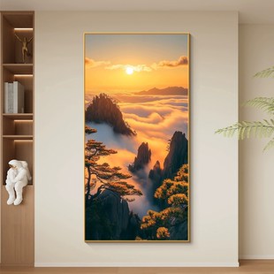 旭日东升入户玄关装饰画日出东方走廊过道正对门挂画客厅卧室壁画