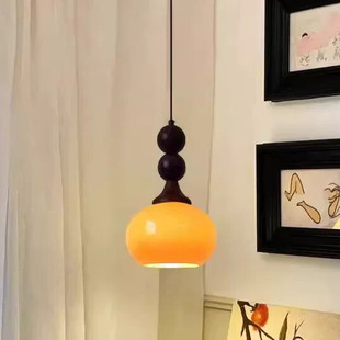 复古床头小吊灯中古侘寂风法式玄关过道吧台垂线灯卧室主卧吊线灯