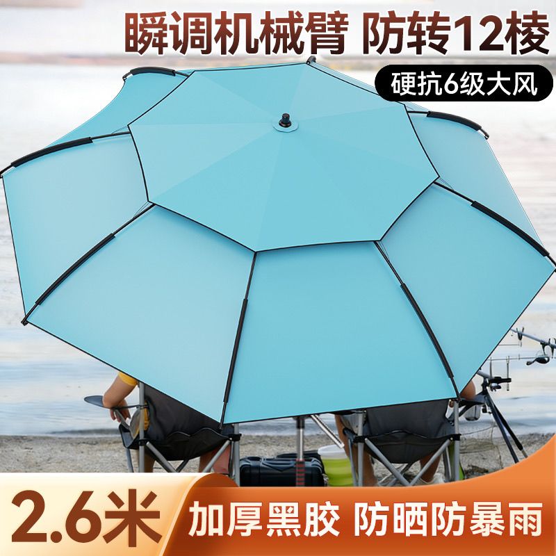 拐杖钓鱼专用伞加厚黑胶万向钓鱼伞加垂钓防晒防风防暴雨大钓伞