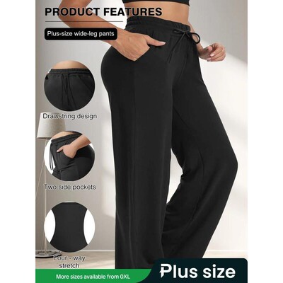 Plus Size Women's Business Casual Pants Elastic Waistband