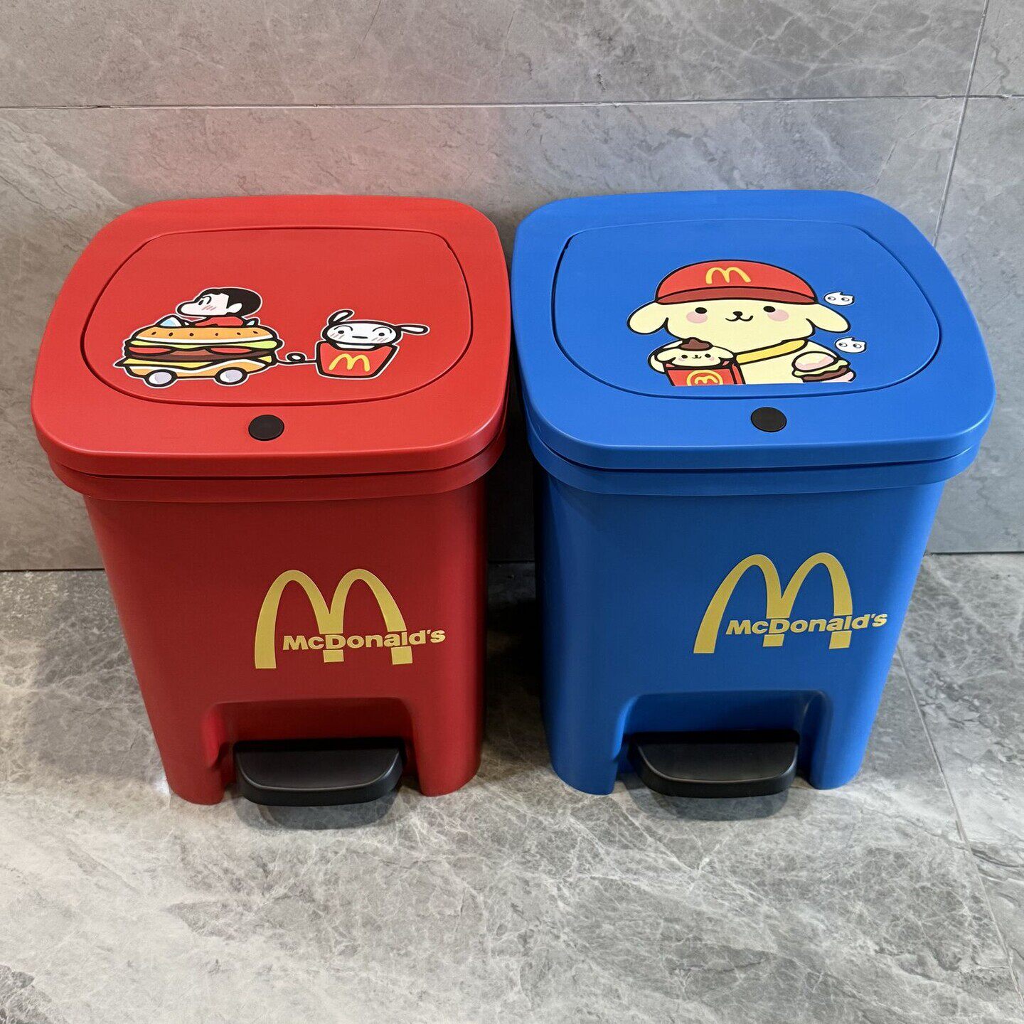 麦当劳家用垃圾桶带盖厨房厕所卧室客厅大容量高颜值脚踏按压纸篓