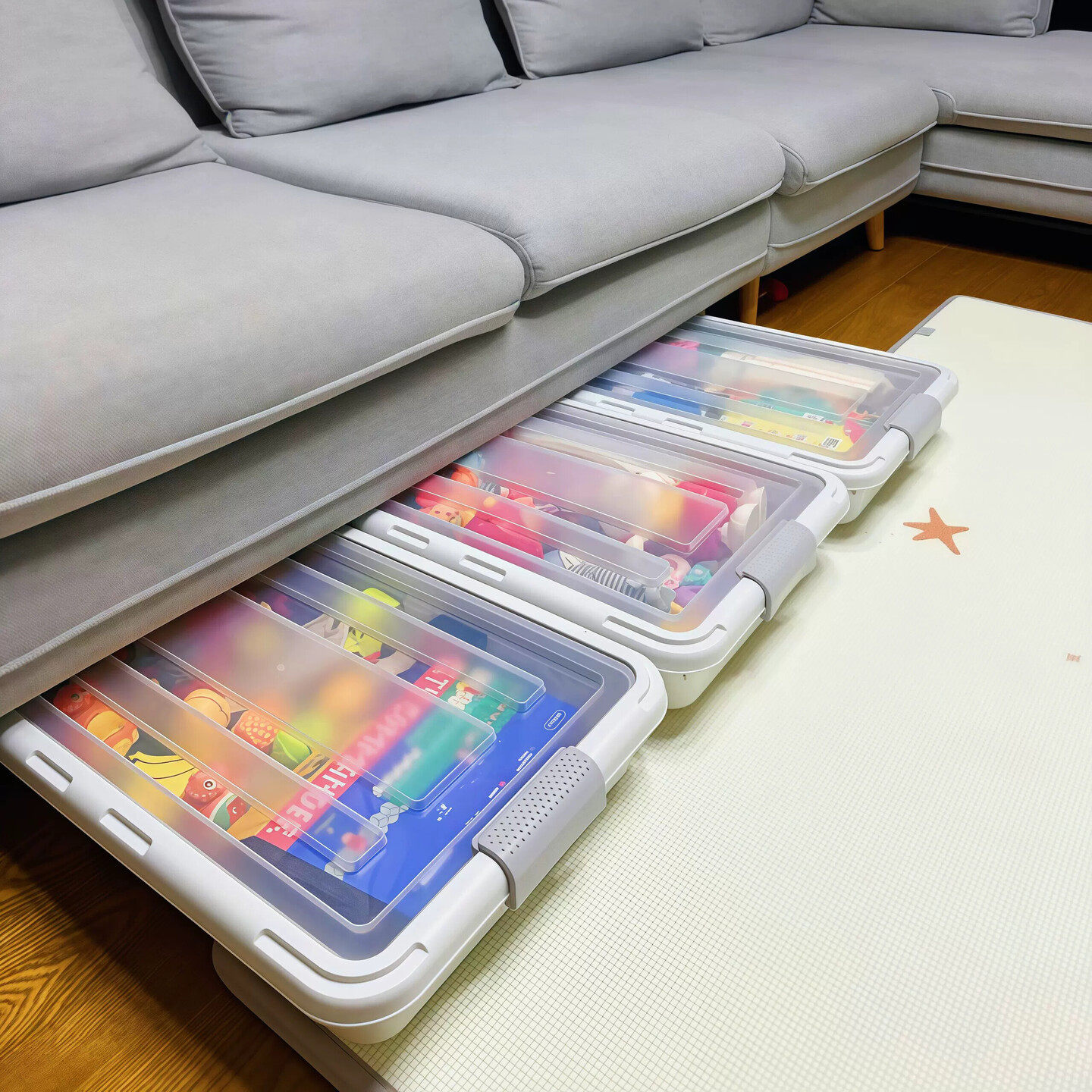 床底收纳箱扁平带滑轮沙发底收纳神器大容量超大透明衣服储物箱子