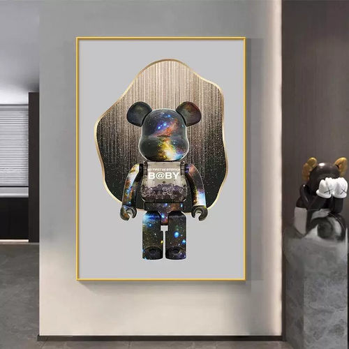 潮牌暴力熊挂画kaws玄关装饰画现代简约新款客厅画背景墙过道壁画
