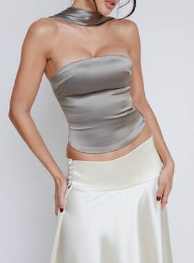 Women Halter Tank Tops Solid Color Backless Shirt