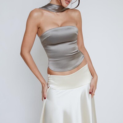 Women Halter Tank Tops Solid Color Backless Shirt