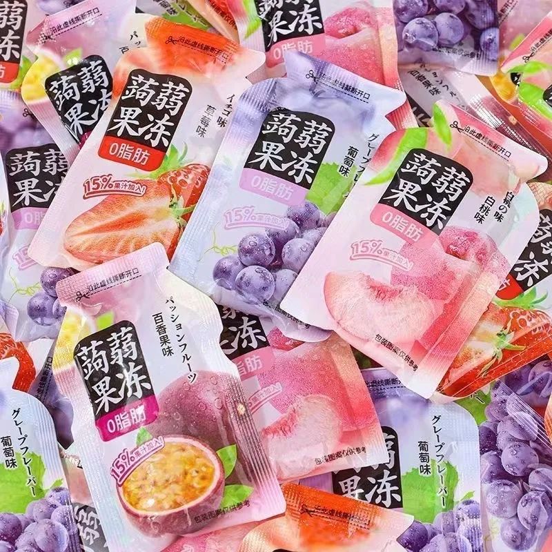 网红0脂蒟蒻果冻混合水果汁魔芋吸吸冻办公室休闲解馋零食独立装