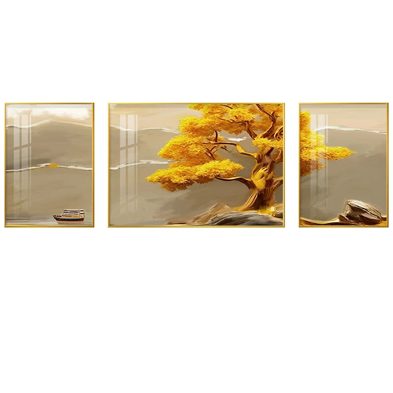 黄金发财树客厅装饰画沙发背景墙高档大气壁画高级感挂画2025新款