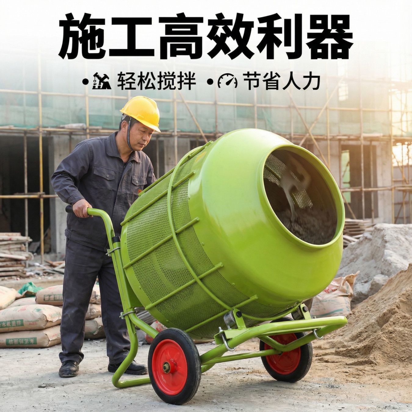 工地用圆罐混凝土搅拌机家用220V小型滚筒式水泥砂浆搅拌机