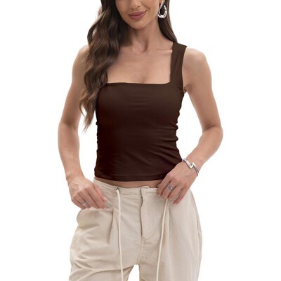 K 63800 Square Neck Solid Tank Top 方领纯色背心 跨境供应