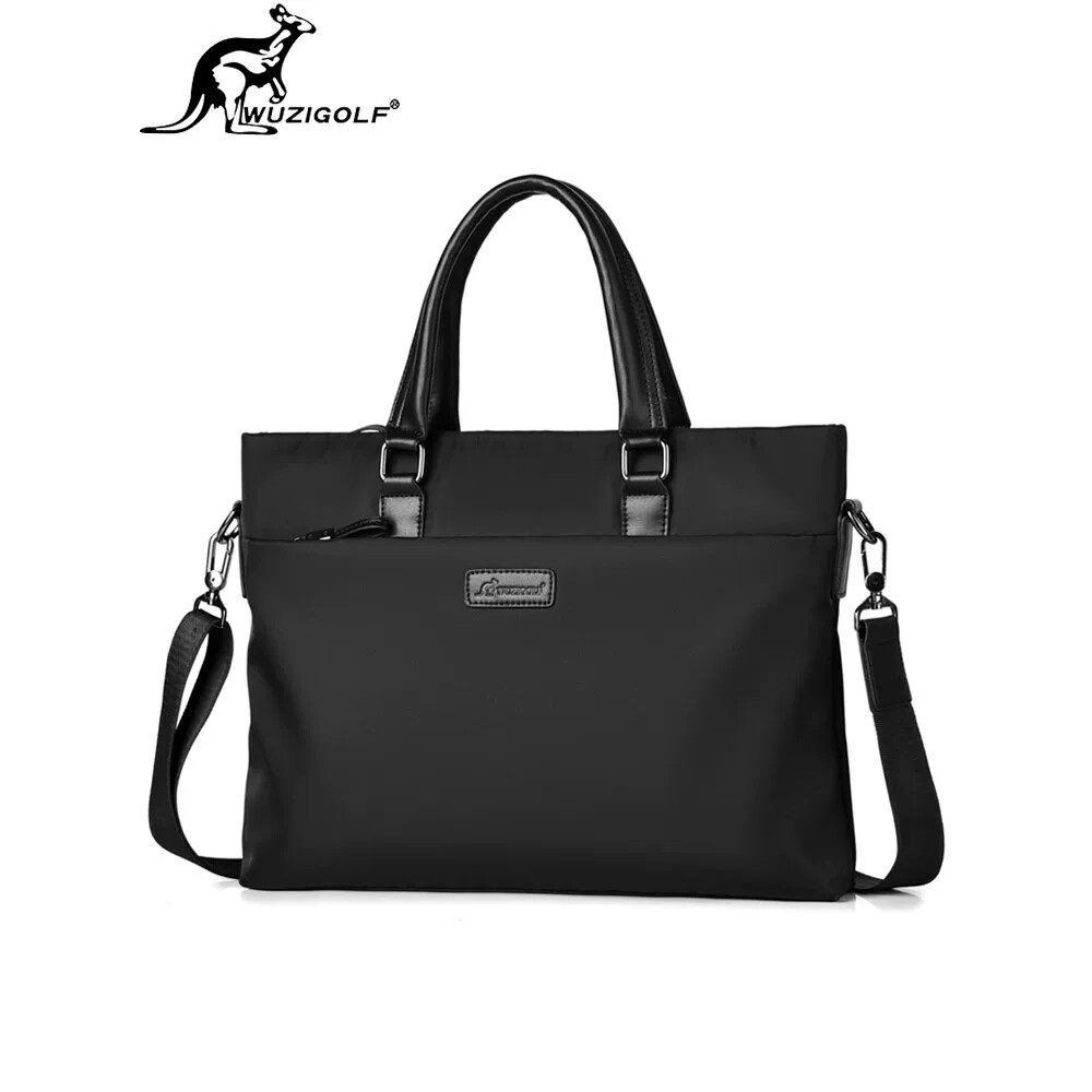 彬澳袋鼠防水手提包男士公文包商务单肩斜挎包男14寸休闲电脑布包