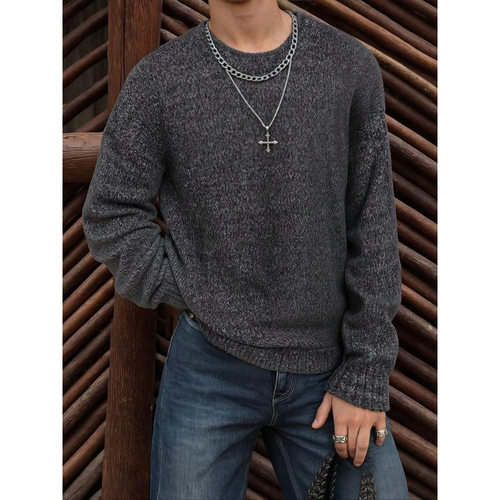 Y 71634 Vintage crew knit sweater 复古圆领毛衣跨境速卖通