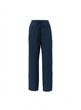 S 72904 Elastic Jacquard Drawstring Wide Leg Pants 弹力提花