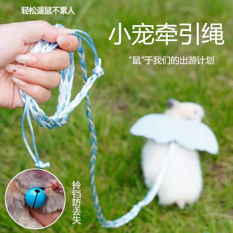 溜仓鼠牵引绳小宠外出天使绳子遛松鼠金丝熊龙猫花枝鼠背心防丢失