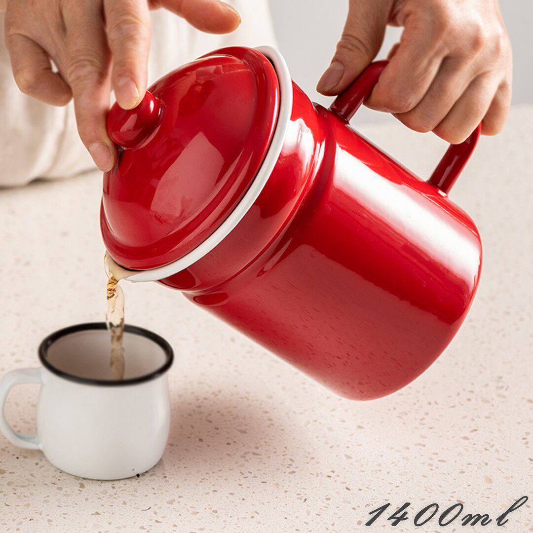 日式加厚珐琅搪瓷漏嘴凉水壶豆浆油壶杯大茶缸电磁炉燃气用