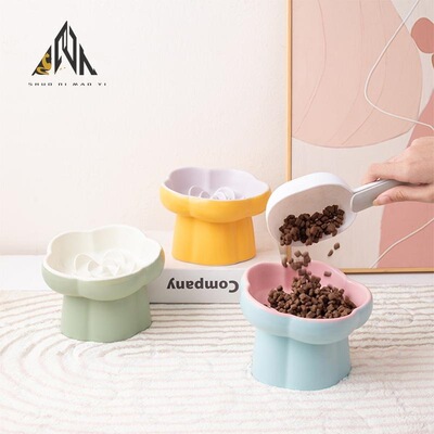 Ceramic Cat Bowl Elevated Slow Feeder Slow Food Plate Anti