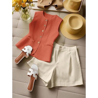 Summer Casual Fashion Womens TwoPiece Set Sleeveless