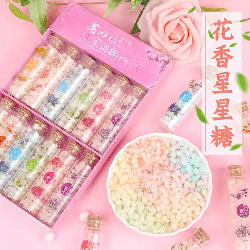 粉色花香星星糖小颗粒瓶装蛋糕装饰创意糖果礼盒硬糖儿童休闲零食