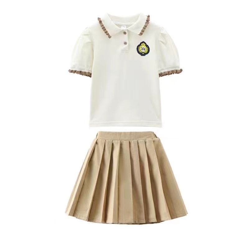 夏季幼儿园园服大班毕业服小学生班服新品米色英伦风纯棉儿童套装