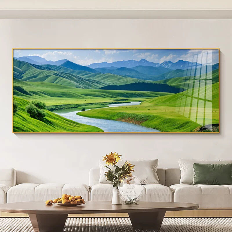 生财流水现代新款感背景墙挂画山水画2026沙发装饰画高级客厅简约