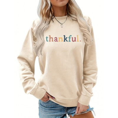 N 10062 Thanksgiving print long sleeve pullover 感恩印花长袖