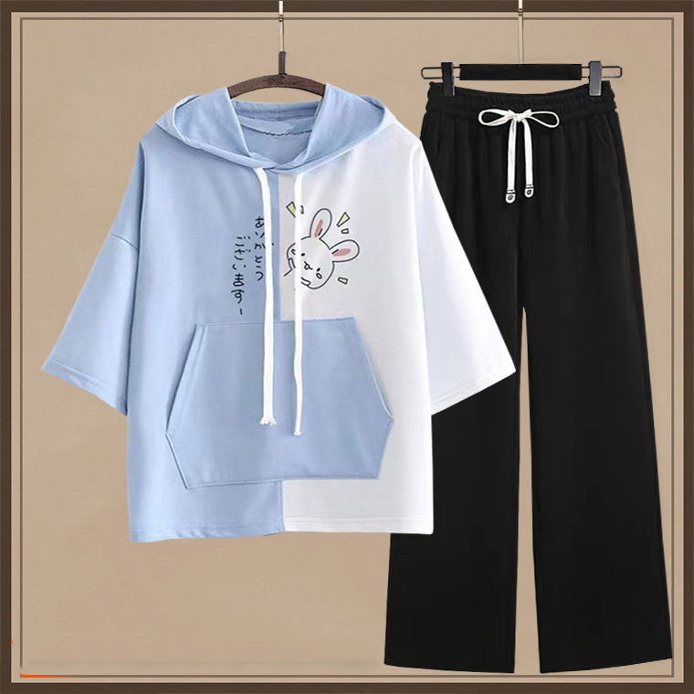 少女装学院风夏季25新款短袖t恤套装宽松洋气女孩衣服薄款学生装