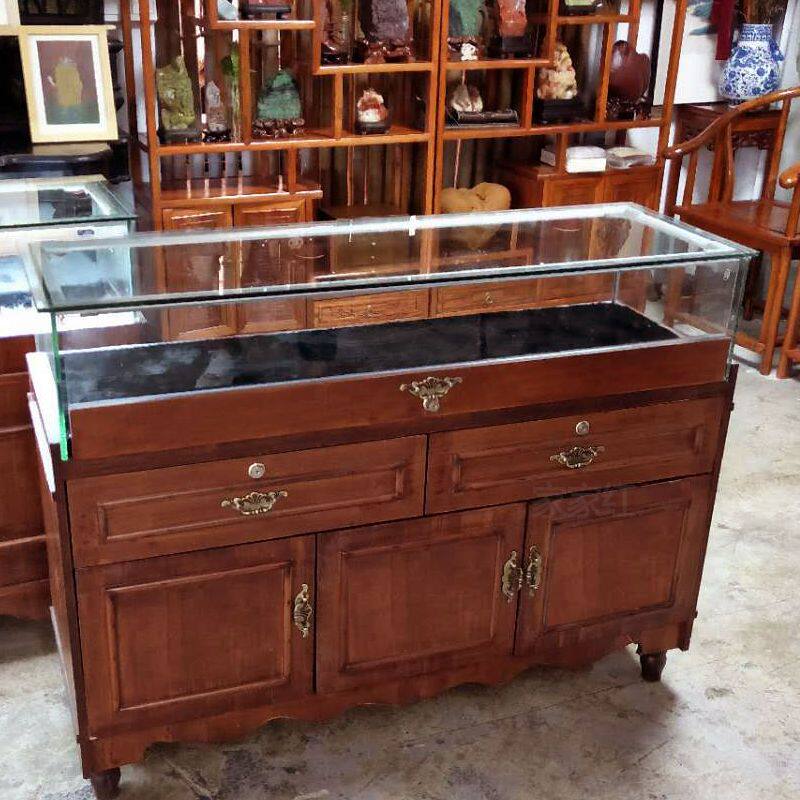 珠宝展示柜实木复古中式古玩蜜蜡展柜玉器翡翠手串饰品柜玻璃展柜