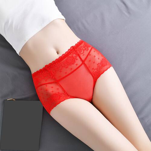 3条2025蛇年本命年红色奢华内裤女蕾丝性感纯棉裆大码女士三角裤