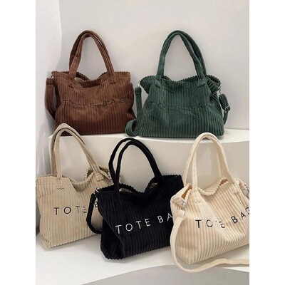 Vintage Velvet Handbag Soft Warm Letter Print Bag Commuter