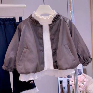 2025秋季新款女童外套洋气儿童森系皮衣外套宝宝秋冬装时髦上衣潮