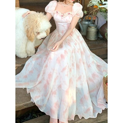 Elegant Lace Dress FrenchInspired Long Sleeve Flowy ALine
