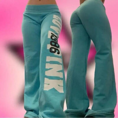 2000s American retro letter print casual trousers versatile