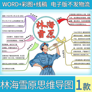 .六年级阅读小报林海雪原手抄报模板电子版林海雪原思维导图线稿A