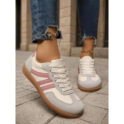 Womens Colorblock Leopard Print Lace Up Training Shoes