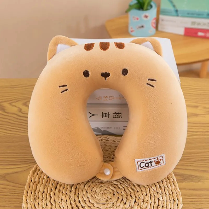 草莓熊含芯u型头枕记忆棉可拆洗u型枕可爱保暖脖子护颈枕头可拆卸