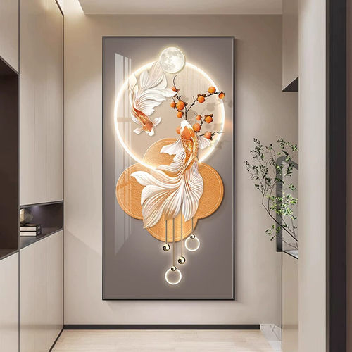 现代玄关装饰画进门入户正对门走廊过道挂画客厅入门玄幻壁画竖版