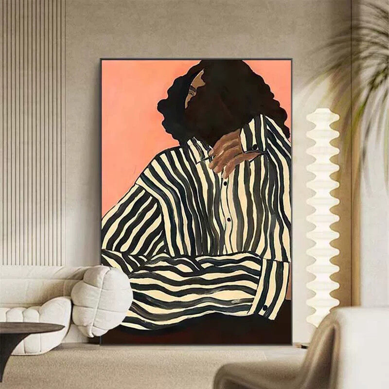 抽象人物现代复古北欧文艺客厅玄关背景装饰画卧室床头餐厅挂壁画