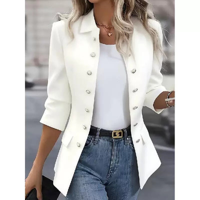 Elegant Striped Print Long Sleeve Blazer Double Breasted