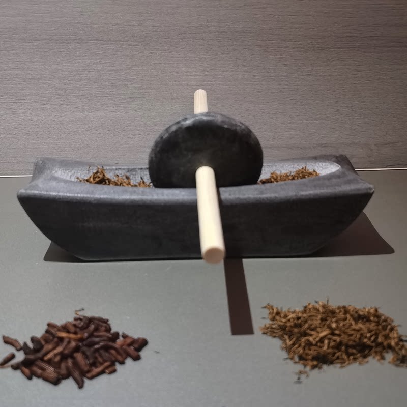 磨香粉工具青石茶碾宋代碾字捣药臼碾药器老式茶粉研磨抹茶纯天然
