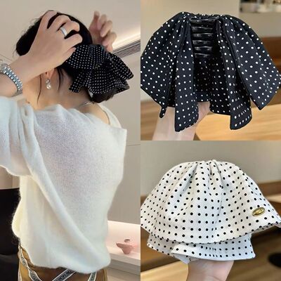 低丸子小波点裙摆抓夹头饰2025新款高级感饱满后脑勺马尾发夹女