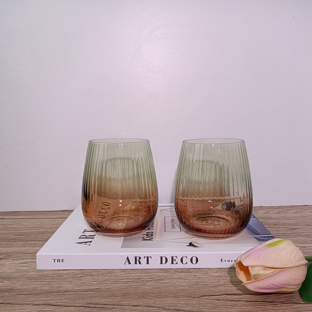 Q426 小清新酒杯喝水杯家用纯色厚款手工平底款高脚款茶杯摆件