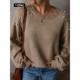 Pearl Decor Casual Long Sweater Faux Shoulder Women Drop