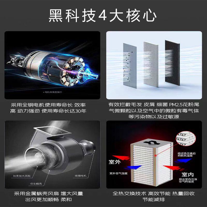 双向流新风机商用新风系统排风换气一体净化静音家用全热交换器