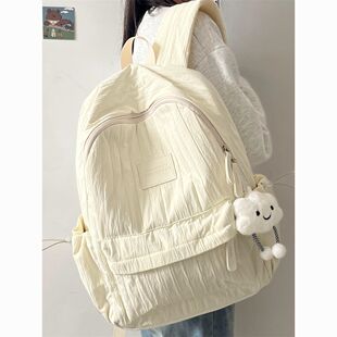 纯色书包新款时尚旅行轻便简约小众设计感初中生大学生上课双肩包