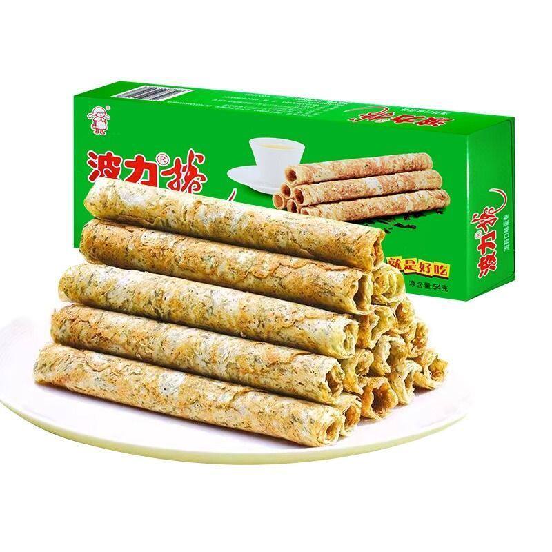 波力蛋卷54g鸡蛋味/海苔味怀旧休闲办公室零食手工糕点饼干小吃