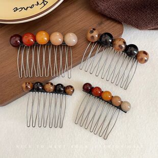 倒插梳发夹发量少韩系简约珠珠插梳 高级感碎发整理神器 前额刘海