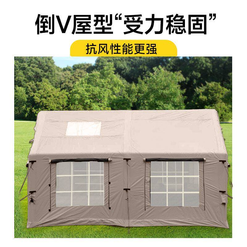 冬天13平全自动充气黑胶帐篷户外充气式帐棚牛津布露营帐篷充气式