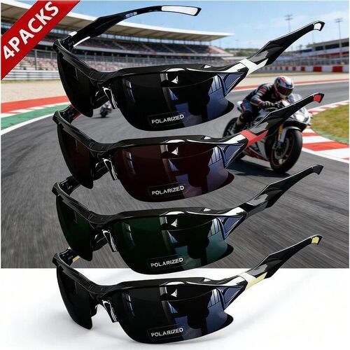 4 Pack Polarized Sports Sunglasses for Men Women Rimless