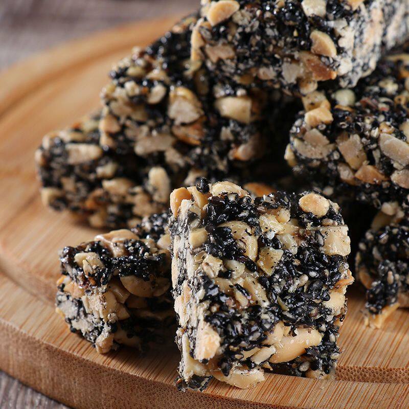 花生黑芝麻手工老式潮汕特产花生糖黑芝麻糖罐装各一罐传统零食